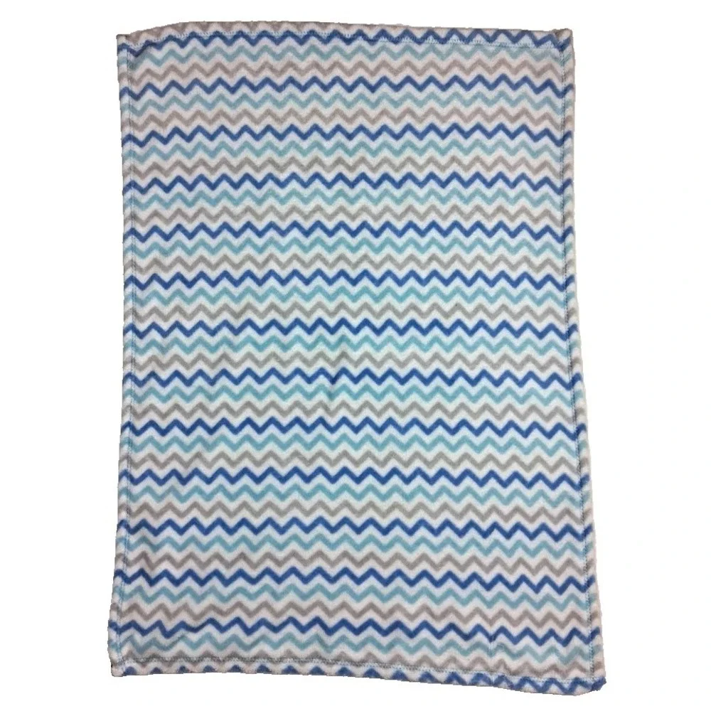 Flaw * Baby Gear Blue White Gray Chevron Zig Zag Blanket Soft Fleece Boy 30x40
